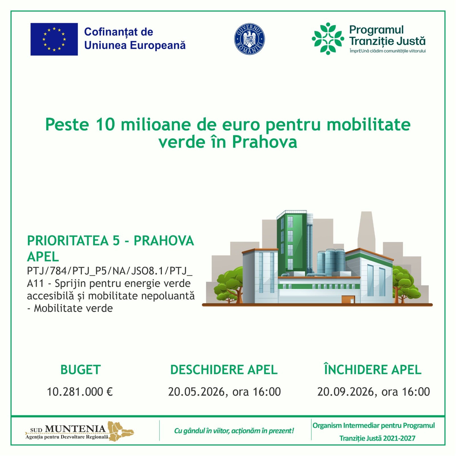 Peste 10 milioane de euro pentru mobilitate verde în județul Prahova prin Programul Tranziție Justă 2021–2027